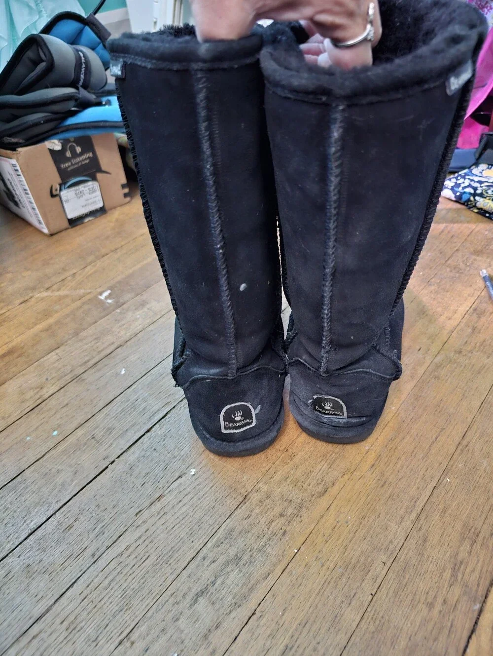 BearPaw Women's Tall Suede Winter Boots - Black